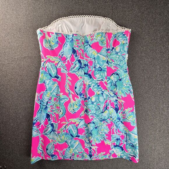 Lilly Pultzer Brynn Dress 12 Raz berry Lobsters in Love Strapless Lace - Picture 2 of 8